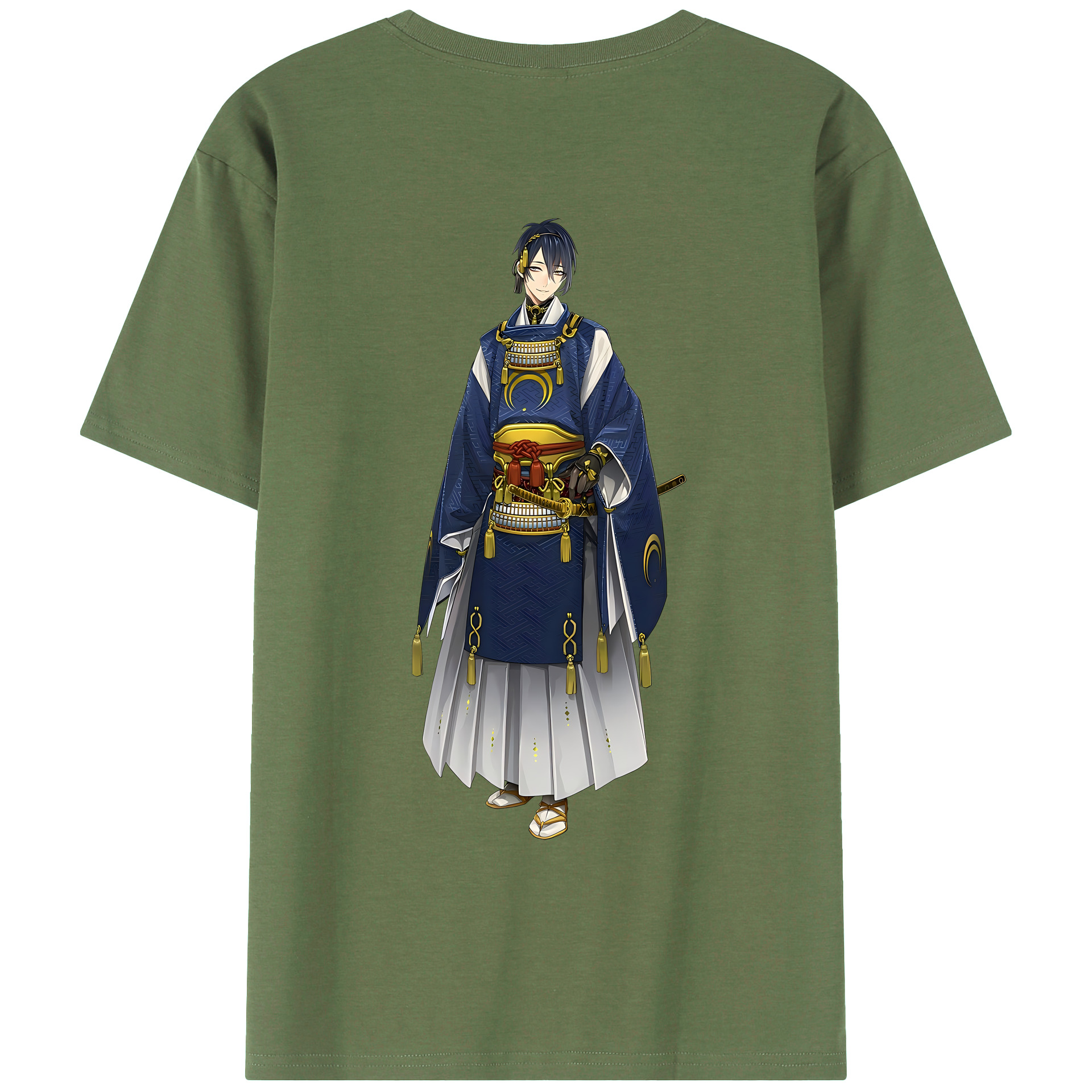 （画像用） 刀剣乱舞 Touken Ranbu 綿100％ メンズ半袖Tシャツ（バックプリント） 通気性
